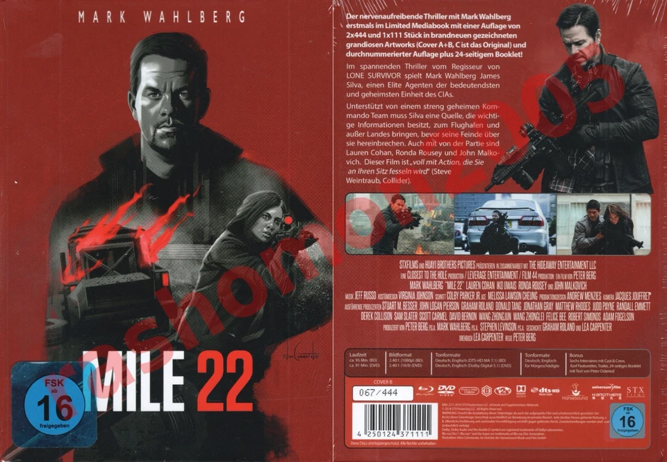 Blu-ray+DVD MILE 22 2018 Mark Wahlberg Lauren Cohan Iko Uwais Mediabook Neu+OVP - Bild 1 von 1