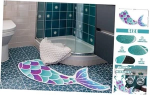 Cute Mermaid Bath Mat Non-Slip Absorbent Fish Bathroom Rug Funky Multi Color - Picture 1 of 7