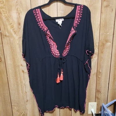 Traje de baño Ocean Pacific OP cubierta mediana (7-9) negro/rosa cordón gasa Foto 1 de 4