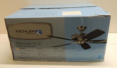 KICHLER Select Monarch II 52" Stainless Steel Oak Ceiling FAN - 339013BSS ~ NOS - Image 1 of 4