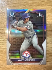 WYATT LANGFORD 2023 Bowman cromo draft refractor - #BDC-106 Texas Rangers 1er - Imagen 1 de 3