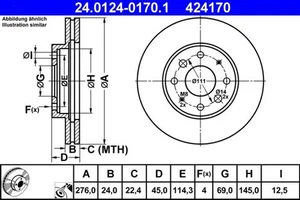 2x Disco de freno ventilado 24.0124-0170.1 ATE para MITSUBISHI GALANT VIII - Imagen 1 de 7