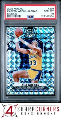 Panini Mosaic Prizm #299 2023 Kareem Abdul-Jabbar Hof Pop 3 PSA 10 Foto 1 de 2