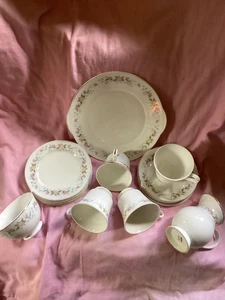VINTAGE STAFFORDSHIRE MAYFAIR KIRSTY JANE “ALPINE FLOWERS” CHINA PART TEA SET - Picture 1 of 21