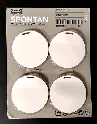 One 4-Pack of IKEA SPONTAN Design White Magnet Round 2.25" Diam. 12571 . NEW - Image 1 of 4