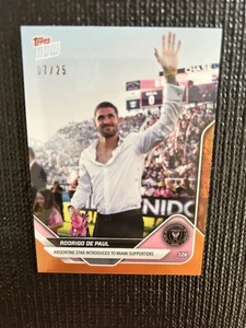 2025 Topps Now Rodrigo De Paul Miami Debut #72 Orange Foil Parallel 7/25 - Bild 1 von 3