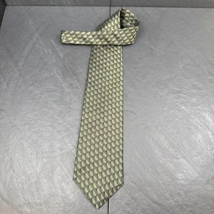 Van Heusen Green Geometric Mens Tie 100% Silk 57 x 4 Necktie - Picture 1 of 11