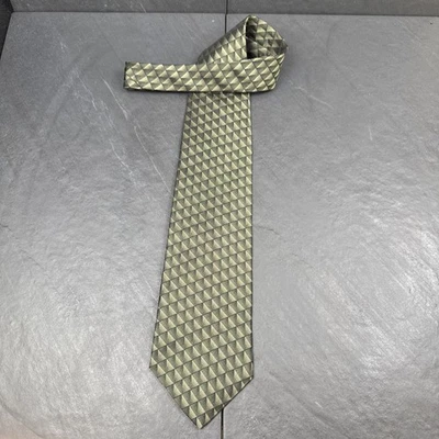 Corbata Van Heusen verde geométrica para hombre 100 % seda 57 x 4 Foto 1 de 4