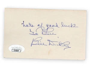 Bill Dickey Signed Autographed 3X5 Index Card Yankees Personalized JSA CF45647 - Picture 1 of 2