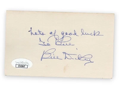 Bill Dickey Signed Autographed 3X5 Index Card Yankees Personalized JSA CF45647 - Image 1 of 2
