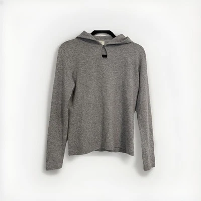 🧥 Suéter con Capucha Neiman Marcus Gris Cachemira - Ojo de Cerradura Botón Frontal - Talla S Foto 1 de 4