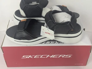 New Men’s Skechers  Go Walk Sandals Size 12 Arch Fit Black with Orange with Tags - Picture 1 of 10