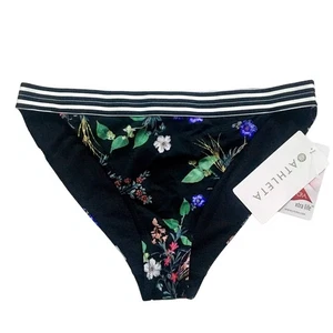 Athleta Gold Coast Low Rise Floral Banded Striped Bikinihose Medium Black - Bild 1 von 10