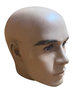 Vintage Life-Size Male Mannequin Head Lifelike Realistic Display Prop Bald 9” - Picture 1 of 8