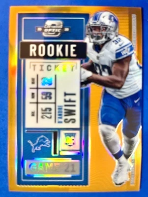 D'Andre Swift 2020 Panini Contenders Optic Orange Prizm /50 Rookie Ticket RC - Image 1 of 2