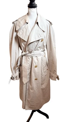 Gabardina larga de colección AQUASCUTUM Aqua 5 beige tostado con cinturón para hombre talla grande Foto 1 de 4