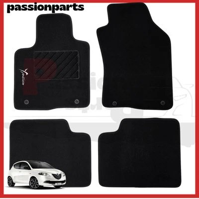 TAPPETI LANCIA YPSILON DAL 2011 IN MOQUETTE CON RICAMO 4 FISSAGGI TAPPETINI 4PZ - Immagine 1 di 4