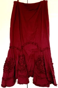 Gothic Romance Mittelalter lange Rock ALMA MATER mit Rosenvolants in bordeaux L  - Bild 1 von 2