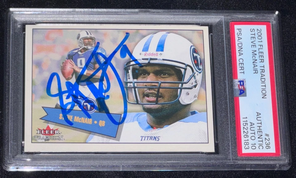 Steve McNair "MVP" 2001 Fleer Tradition Signed RC Autographed Card PSA 10 Auto - Image 1 of 4