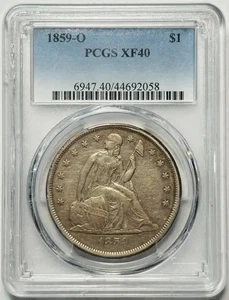 1859 O Liberty Seated Silver Dollars PCGS XF-40 - Picture 1 of 2