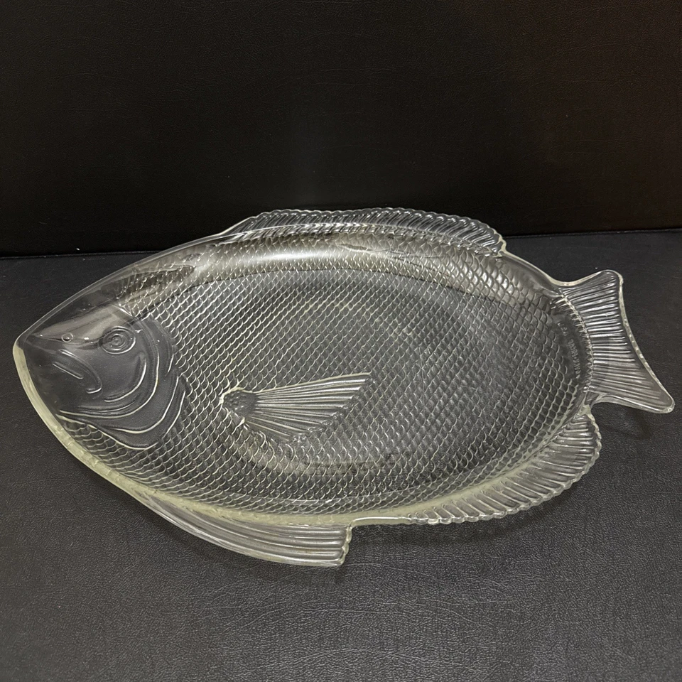 "Plato para servir pescado vintage extra grande ancla en cuclillas sobre prueba 15,5""" Foto 1 de 4
