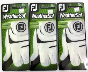 FootJoy WeatherSof Men's Golf Gloves NEW RIGHT HAND SMALL White Black Lot Of 3 - Picture 1 of 4