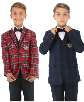 Elegant Boys Tartan Plaid Suit - Formal Outfit for Special Events 6-16 years - Image 1 of 2