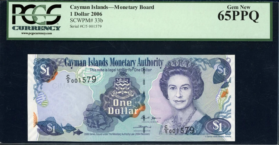 Cayman Islands 2006 $1 Monetary Board Note SCWPM-33b PCGS Currency Gem New 65 P - Photo 1/2