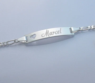 Gravur Damen Armkette Schild Armband Echt Silber 925 Schmuck Name  Datum - Bild 1 von 4