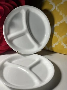 Two Divided Lunch Plates, 8.5" Corelle Winter Frost White Round - Picture 1 of 4