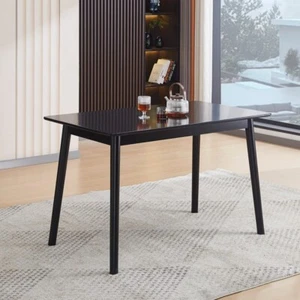47" Rectangular Black Solid Wood Dining Table Round Edge Dining Room Kitchen - Picture 1 of 6