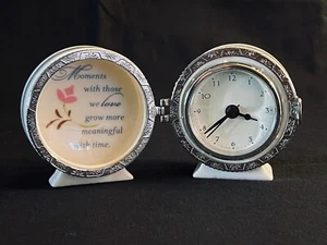 Vintage BLUE Hallmark Hinged Battery-Operated Analog 3" Porcelain CLOCK    New - Picture 1 of 4