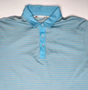 Travis Mathew Herren M blau gestreift Pima Baumwollmischung Golf Poloshirt Stretch - Bild 1 von 8