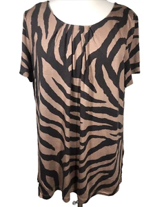 Worthington Woman's Size 1X Animal Short Sleeve Modal Blouse Top Stretch NWOT - Picture 1 of 8