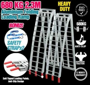 2.3M 680KG Aluminium Folding Loading Ramps ATV Mower Buggy Scooter Quad - Picture 1 of 5