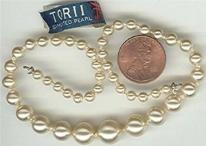 6 VINTAGE JAPAN GRADUATED GLASS PEARL 11" CLASP READY STRINGS Z426 - Picture 1 of 1