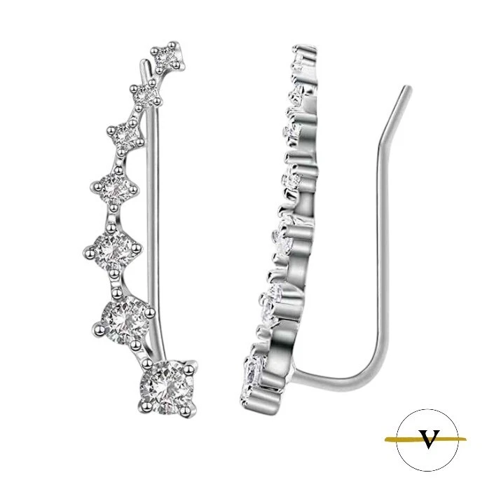 ORECCHINI DONNA CON ZIRCONI  IN ARGENTO 925 RODIATO - Immagine 1 di 4