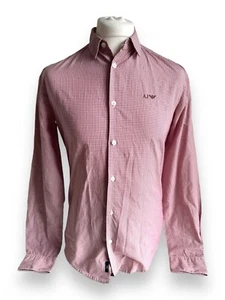 ARMANI JEANS Slim Fit Shirt Red Micro Check Long Sleeve Mens Medium M Gingham - Picture 1 of 24