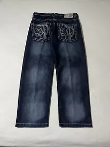 Southpole Jeans Mens 35x31 Blue Baggy Embroidered SP South Pole - Picture 1 of 11