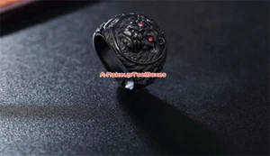 Anillo de cabeza de león ojos circonita roja acero inoxidable punk motero rock para hombre 7-13# J493 - Imagen 1 de 7