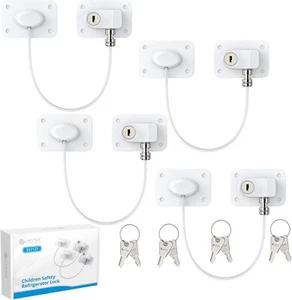 eSynic Fridge Locks for Children 3 Pack Fridge Lock Strong Adhesive Fridge Locks - Picture 1 of 10