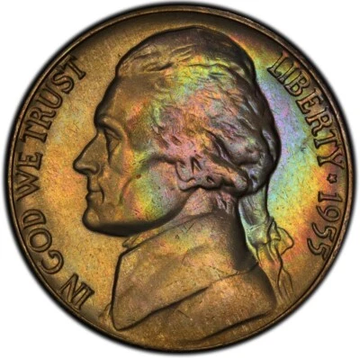 MS64 1955-D 5C Jefferson Nickel, PCGS Secure- Pretty Album Toned - Image 1 of 4