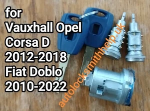 Para Vauxhall Opel Combo D. Fiat Doblo. Barril de arranque de encendido y 2 barriles de bloqueo - Imagen 1 de 4
