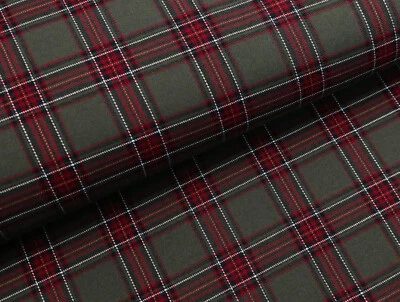 Schottenkaro Karo Stoff Glencheck Tartan Dunkles OLIV BORDEAUX EUR 13,98/m - Bild 1 von 2