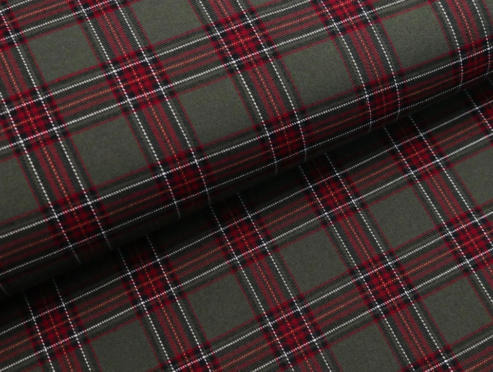 Schottenkaro Karo Stoff Glencheck Tartan Dunkles OLIV BORDEAUX EUR 13,98/m - Bild 1 von 2