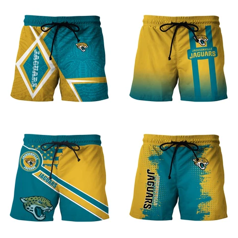 Jacksonville Jaguars Mens Athletic Board Shorts Pockets Shorts Loose Swim Trunks Cover