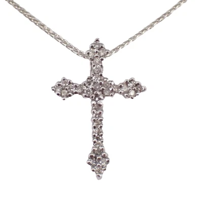 Colgante Cruz Oro Blanco Sólido 14k Diamante Redondo Natural 0.84ct Foto 1 de 3