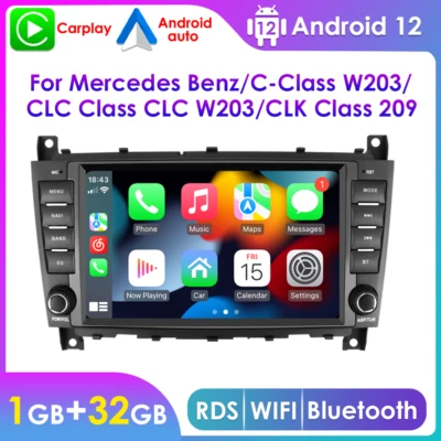 Radio GPS para coche Android 12 CarPlay estéreo WiFi para Mercedes-Benz Clase C W203 W209 Foto 1 de 4
