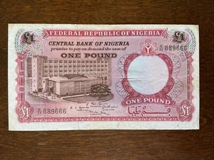 Billete del Tesoro de una libra 1967 del Banco Central de Nigeria - Imagen 1 de 4