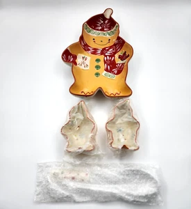 Temptations by Tara Gingerbread Man Dish Set Winter Whimsy w Ramekins Spoon 2 QT - Picture 1 of 21